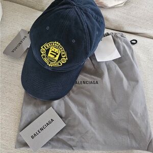 Balenciaga Navy Baseball Cap with Yellow Logo